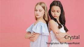  Presentation with pink - Slides having picture of brunette and blonde background and a coral colored foreground
