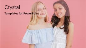  Presentation with pink girly - PPT layouts having picture of brunette and blonde background and a coral colored foreground