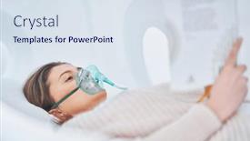  Presentation with oxygen - Presentation enhanced with picture-of-brunette-woman background and a sky blue colored foreground