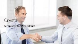  Presentation with shaking hands - Slide deck enhanced with picture-of-businessmen-shaking-hands background and a light gray colored foreground