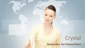  Presentation with touch screen - Audience pleasing slide deck consisting of picture-of-businesswoman-working backdrop and a cream colored foreground