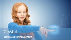  Presentation with touch screen - Cool new slides with picture-of-businesswoman-working backdrop and a teal colored foreground