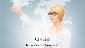  Presentation with touch screen - Audience pleasing presentation consisting of picture-of-businesswoman-working backdrop and a sky blue colored foreground