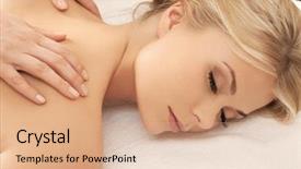  Presentation with salon - Slide deck consisting of calm beautiful woman in massage background and a coral colored foreground