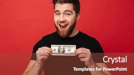  Presentation with cheerful - Cool new presentation with picture of cheerful bearded man backdrop and a  colored foreground