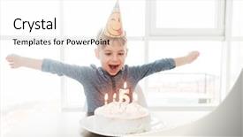  Presentation with birthday boy - Cool new slides with picture of cheerful birthday boy backdrop and a white colored foreground