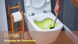  Presentation with chemicals - Presentation design featuring picture-of-cleaning-toilet-seat background and a tawny brown colored foreground