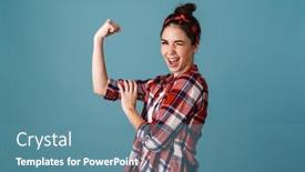  Presentation with strength - Presentation with picture-of-confident-attractive-young background and a teal colored foreground