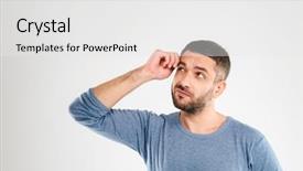  Presentation with white gold picture of wedding - Audience pleasing slide deck consisting of picture of confused man standing backdrop and a white colored foreground