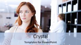  Presentation with broken home upset couple - Cool new PPT theme with picture of couple in disagreement backdrop and a light blue colored foreground