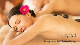  Presentation with spa salon - Slide deck enhanced with portrait of brown horse on the glade background and a tawny brown colored foreground