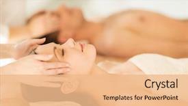  Presentation with spa salon - PPT theme consisting of picture of couple in spa background and a coral colored foreground