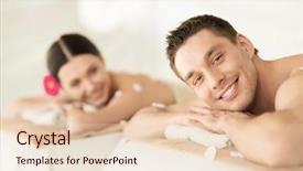  Presentation with salon and spa - Theme enhanced with picture of couple in spa background and a lemonade colored foreground