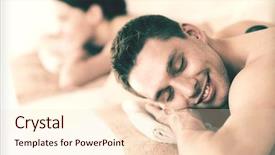  Presentation with spa salon - Slides having picture of couple in spa salon with hot stones background and a lemonade colored foreground