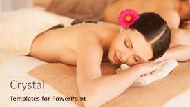  Presentation with spa salon - Cool new PPT theme with picture of couple in spa salon with hot stones backdrop and a lemonade colored foreground
