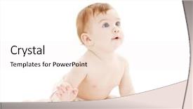  Presentation with half white and half bright coloured - Slides having picture of crawling curious baby background and a sky blue colored foreground