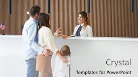  Presentation with hotel - Presentation with picture-of-family-checking background and a white colored foreground