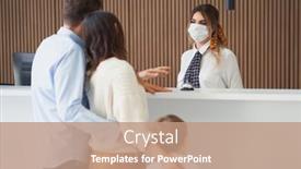  Presentation with hotel - Presentation design consisting of picture-of-family-checking background and a coral colored foreground