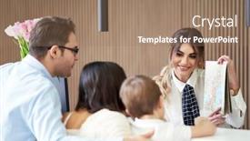  Presentation with hotel - PPT theme featuring picture-of-family-checking background and a coral colored foreground