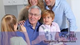  Presentation with birthday celebration - Presentation having happy father and baby girl sitting on bed together at home in the bedroom background and a lemonade colored foreground