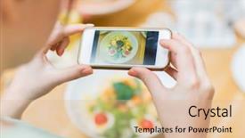  Presentation with food technology - Slide set consisting of picture of food at restaurant background and a lemonade colored foreground