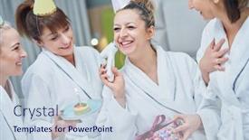  Presentation with birthday party - Slide deck enhanced with picture-of-four-girls background and a sky blue colored foreground