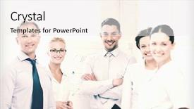  Presentation with teal design no picture - Presentation theme enhanced with picture of friendly business team background and a white colored foreground