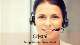  Presentation with solar car eco friendly - Beautiful PPT theme featuring picture of friendly female helpline backdrop and a  colored foreground