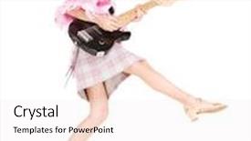  Presentation with electric guitar - Presentation theme with picture of funny girl in specs with electric guitar background and a sky blue colored foreground