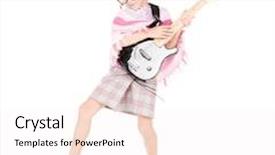 Presentation with electric guitar - Theme consisting of picture of funny girl in specs with electric guitar background and a white colored foreground