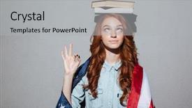 Presentation with usa flag - Slides consisting of picture of funny redhead young background and a  colored foreground