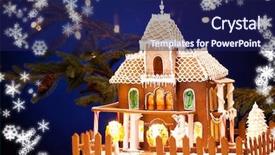  Presentation with gingerbread house - Colorful presentation theme enhanced with picture of gingerbread house backdrop and a navy blue colored foreground