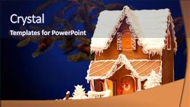  Presentation with gingerbread house - Beautiful theme featuring picture of gingerbread house backdrop and a navy blue colored foreground