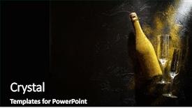  Presentation with two glasses of champagne - Slide set consisting of picture of golden champagne bottle background and a black colored foreground