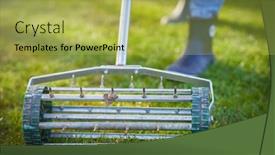  Presentation with green lawn - PPT layouts featuring picture-of-grass-aerator background and a yellow colored foreground