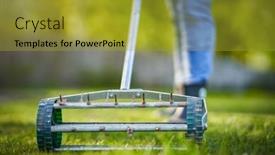  Presentation with green lawn - Slide set featuring picture-of-grass-aerator background and a  colored foreground