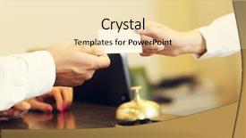  Presentation with hotel key - Slides having picture of guests getting key background and a lemonade colored foreground