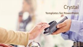  Presentation with hotel - Cool new slide deck with picture of guests paying backdrop and a cream colored foreground