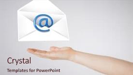  Presentation with hand holding earth - Amazing slides having picture of hand holding envelope backdrop and a lemonade colored foreground