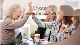  Presentation with meeting - Presentation design having picture-of-hands-together background and a lemonade colored foreground