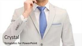  Presentation with cell - Beautiful presentation theme featuring picture of handsome man with cell phone backdrop and a light gray colored foreground
