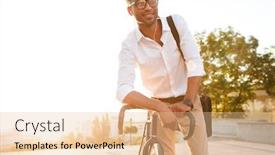  Presentation with african music - Theme with picture of handsome young african man early morning outdoors listening music looking aside background and a lemonade colored foreground