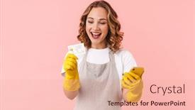  Presentation with credit card - Colorful presentation enhanced with picture-of-happy-emotional-woman backdrop and a lemonade colored foreground