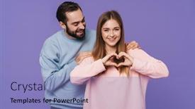  Presentation with purple heart - Theme having picture-of-happy-loving-couple background and a light blue colored foreground