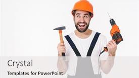  Presentation with optimistic - Slide deck with picture-of-happy-optimistic-young background and a white colored foreground