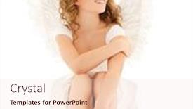  Presentation with angel - Beautiful presentation featuring picture of happy teenage angel girl over white backdrop and a lemonade colored foreground