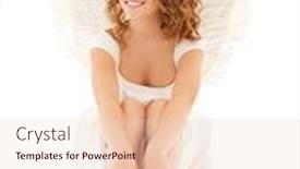  Presentation with angel - Beautiful PPT layouts featuring picture of happy teenage angel girl over white backdrop and a lemonade colored foreground