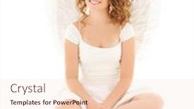  Presentation with angel - Amazing slides having picture of happy teenage angel girl over white backdrop and a lemonade colored foreground