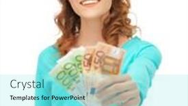  Presentation with cash - Colorful presentation design enhanced with a bald headed man backdrop and a dark gray colored foreground