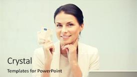  Presentation with rich - Slides with picture of happy woman background and a lemonade colored foreground